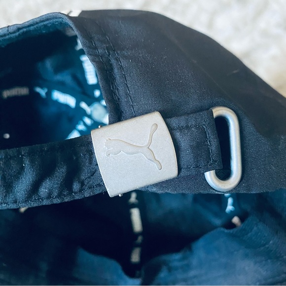 Puma Black Adult Baseball Cap Activewear Athletic Adjustable Hat White Logo - Picture 5 of 6